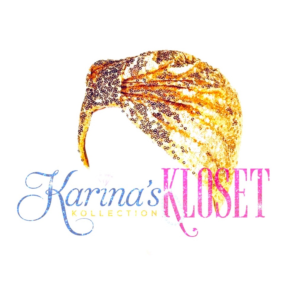 Sequin Bling Gold Fashion Turban Cap Head-wrap